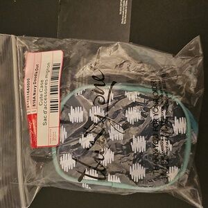 Thirty-One Navy Doodle Dot Zipper Pouch | Small Accessory or Jewelry Case. NEW